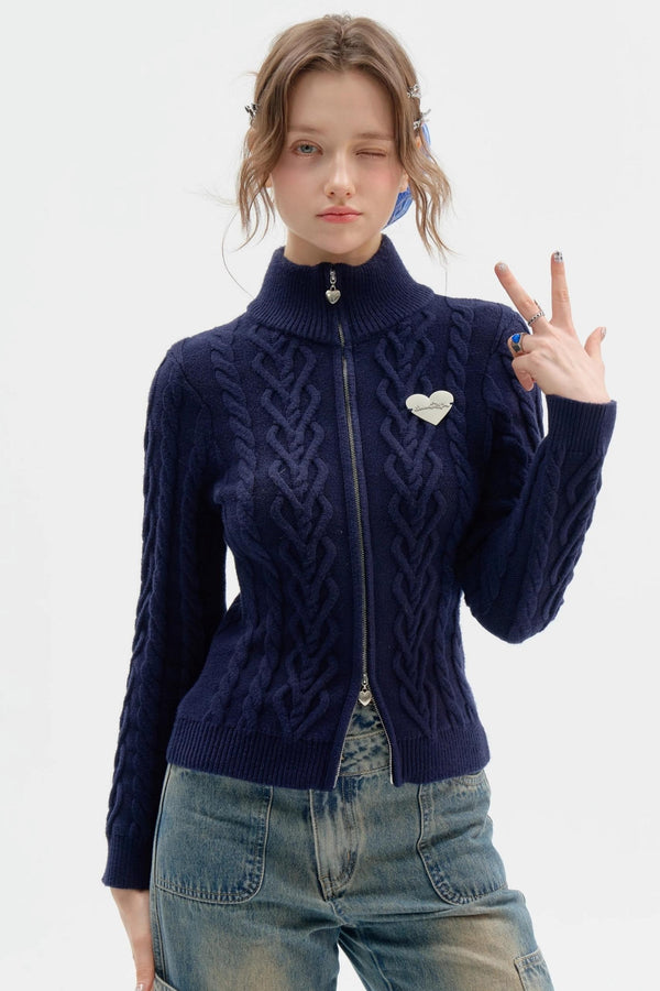 Dark Blue Slim Sweater Top