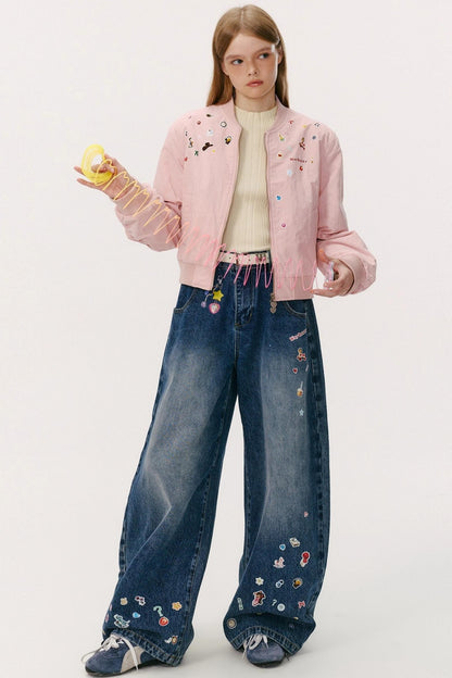 Vintage Loose Denim Bib Pants