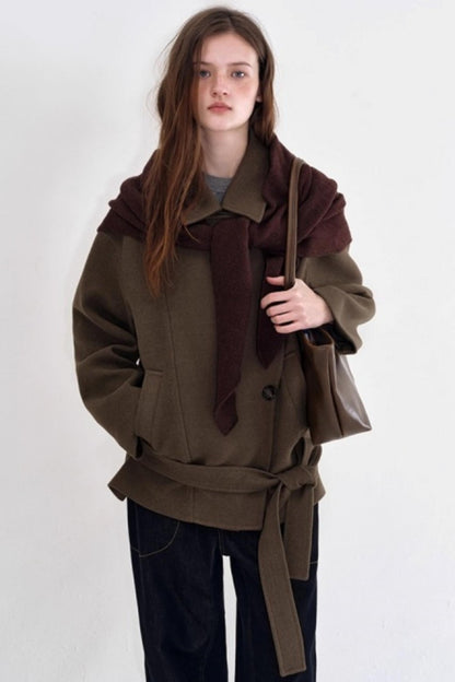 Woolen Double Placket Coat