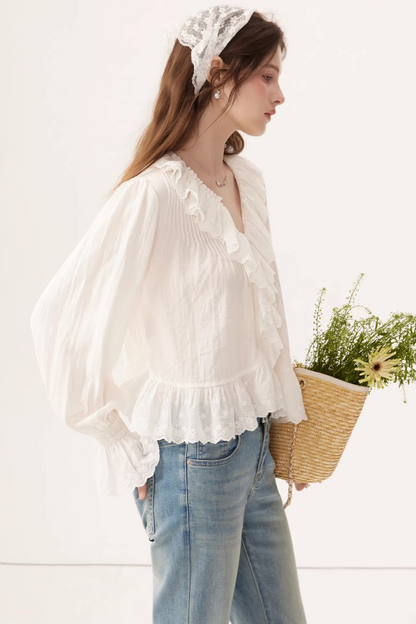 Linen V-Neck Blouse