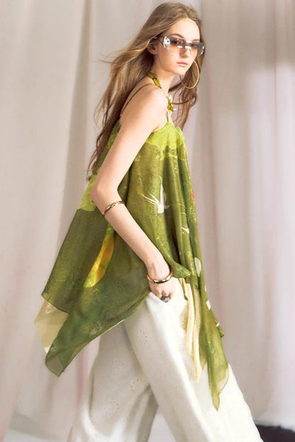 Hand-Painted Chiffon Camisole Top