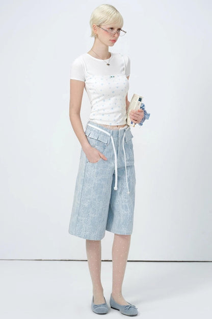 Summer Lace High-Waist Wide-Leg Pants