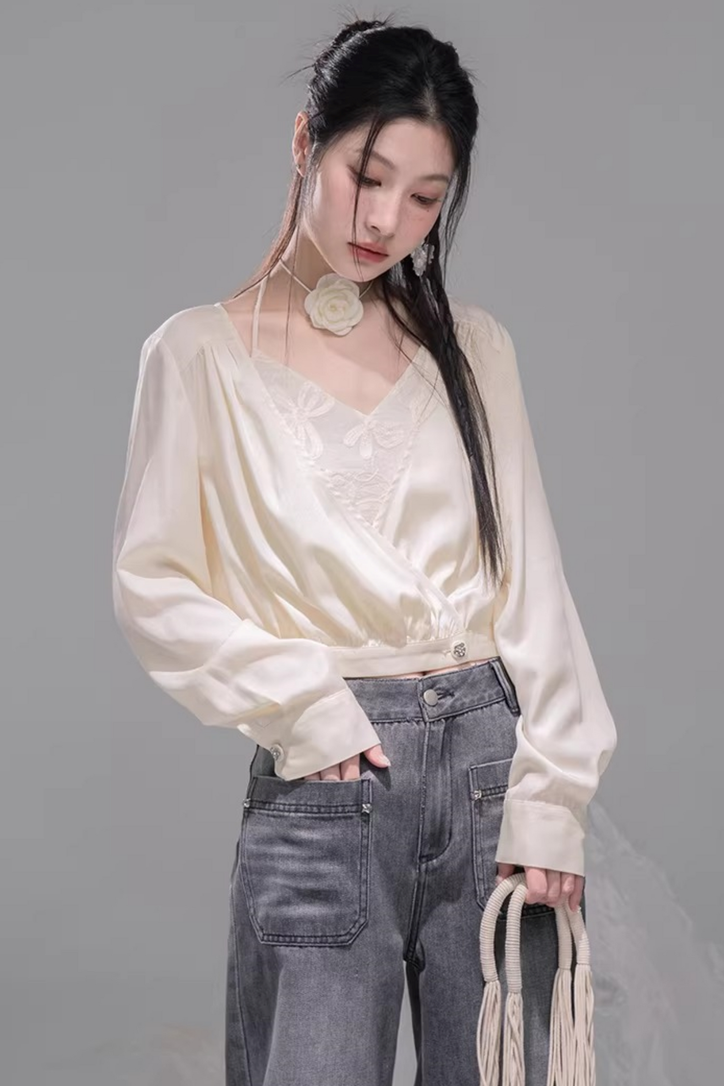 Cream Apricot Halter Top Set