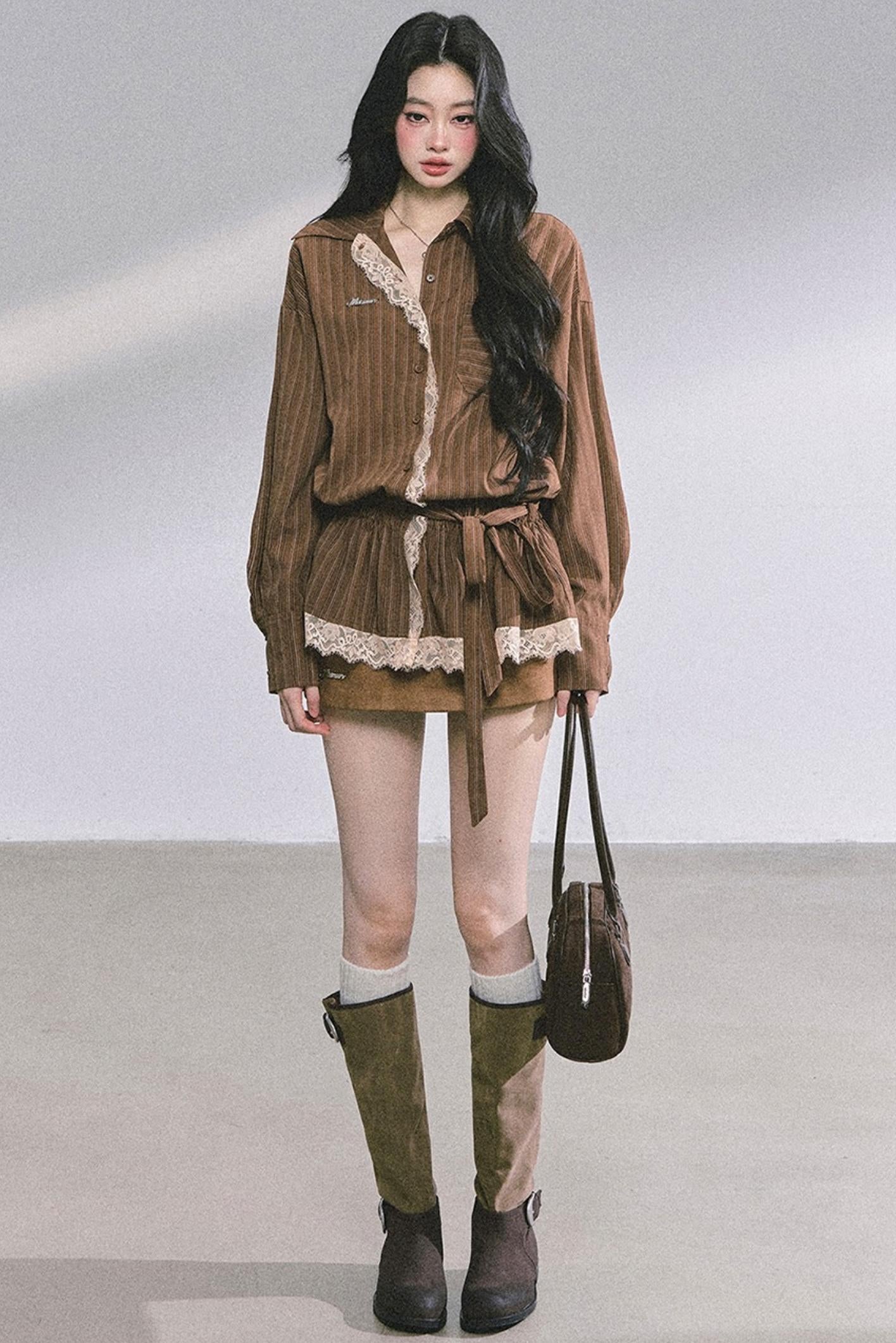 French Lace Stripe Shirt Set-Up