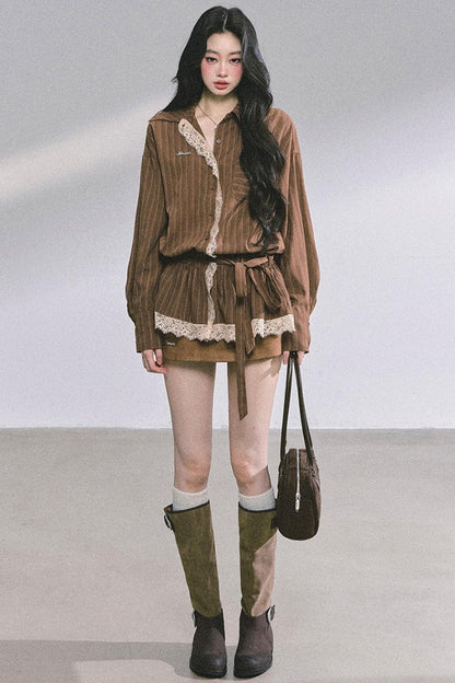 French Lace Stripe Shirt Set-Up