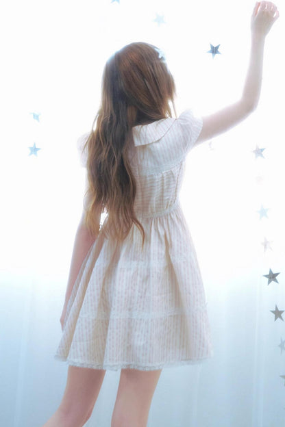 Pink Stripes Lace Dress