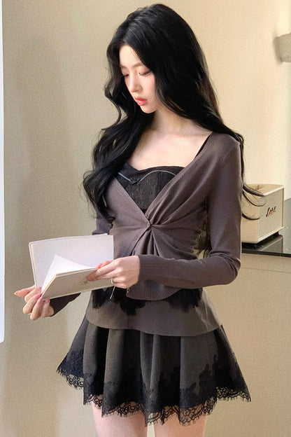 Black Swan Knitted Cardigan Set-Up