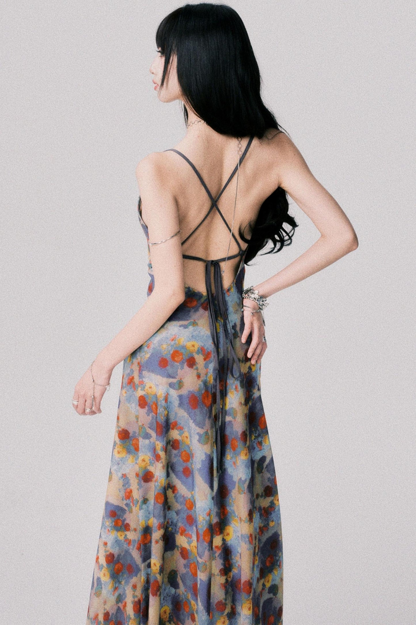 French Garden Halter Swing Dress