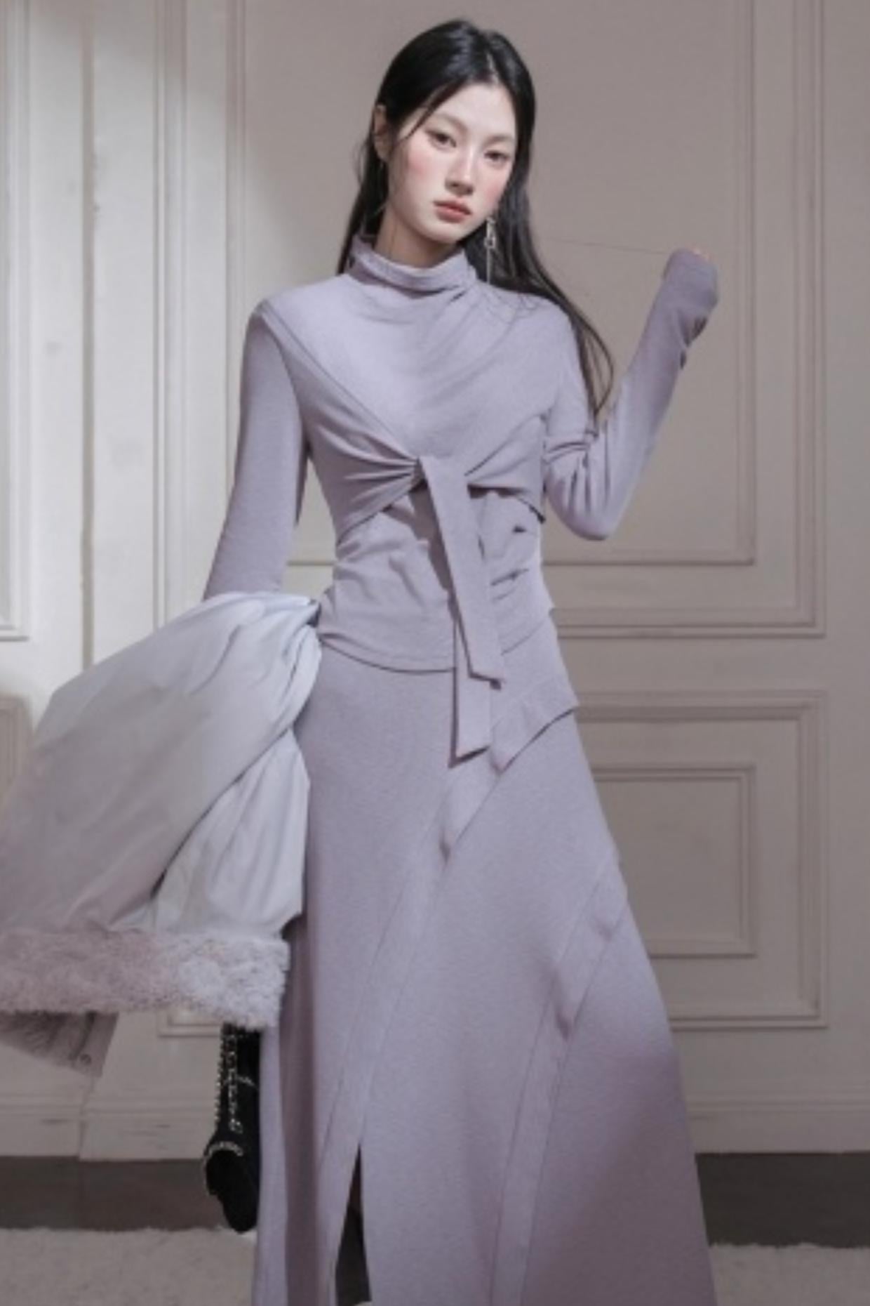 Gray Taro Tie-Dye Knit Set