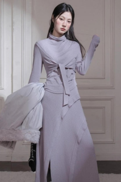 Gray Taro Tie-Dye Knit Set