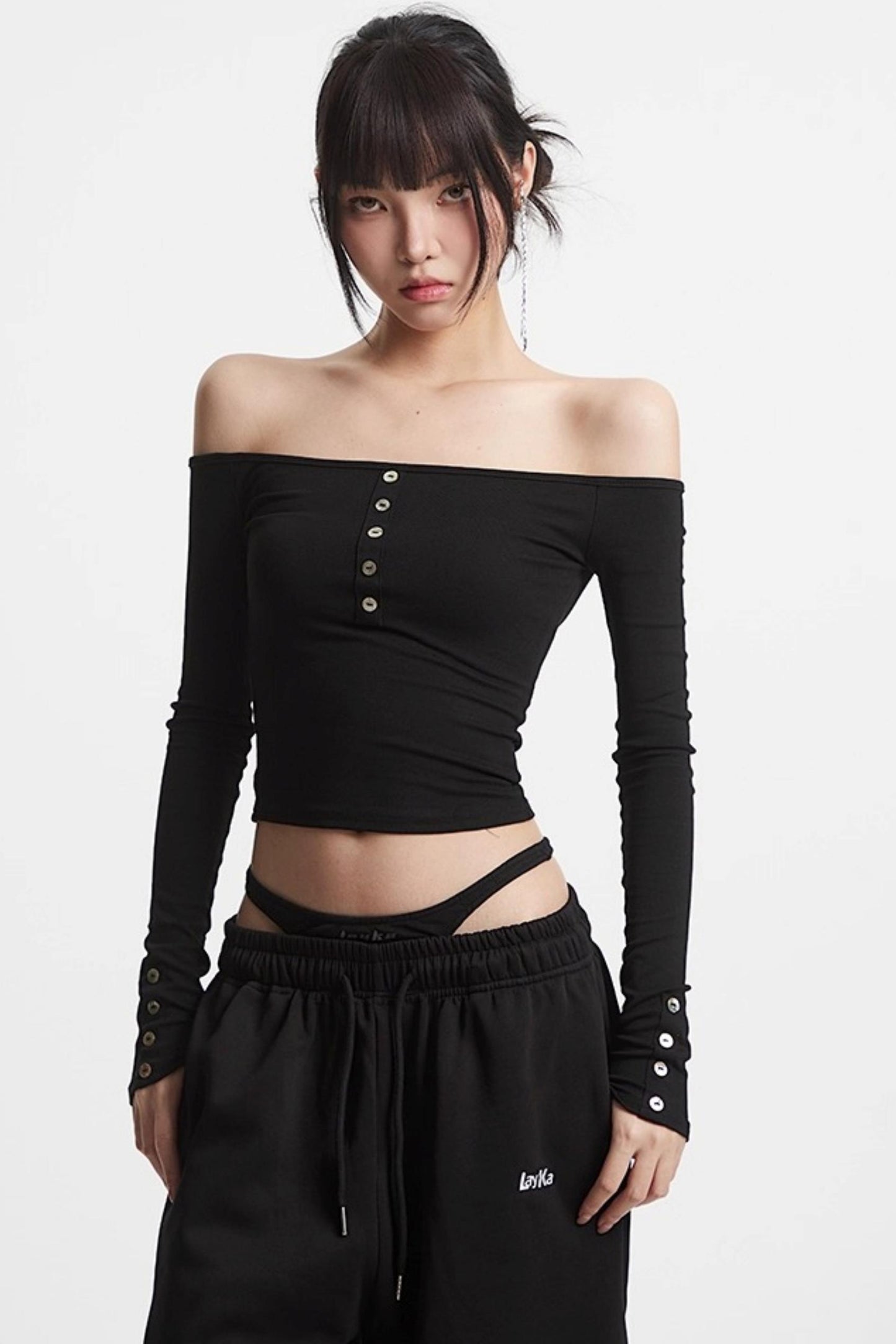 One-Shoulder Long Sleeve T-Shirt