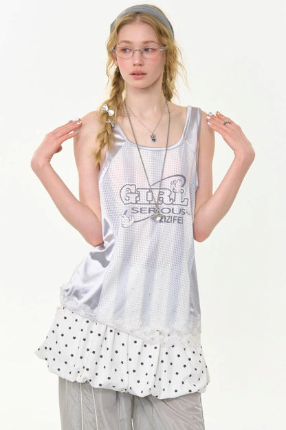 Sporty Gray Lace Tank
