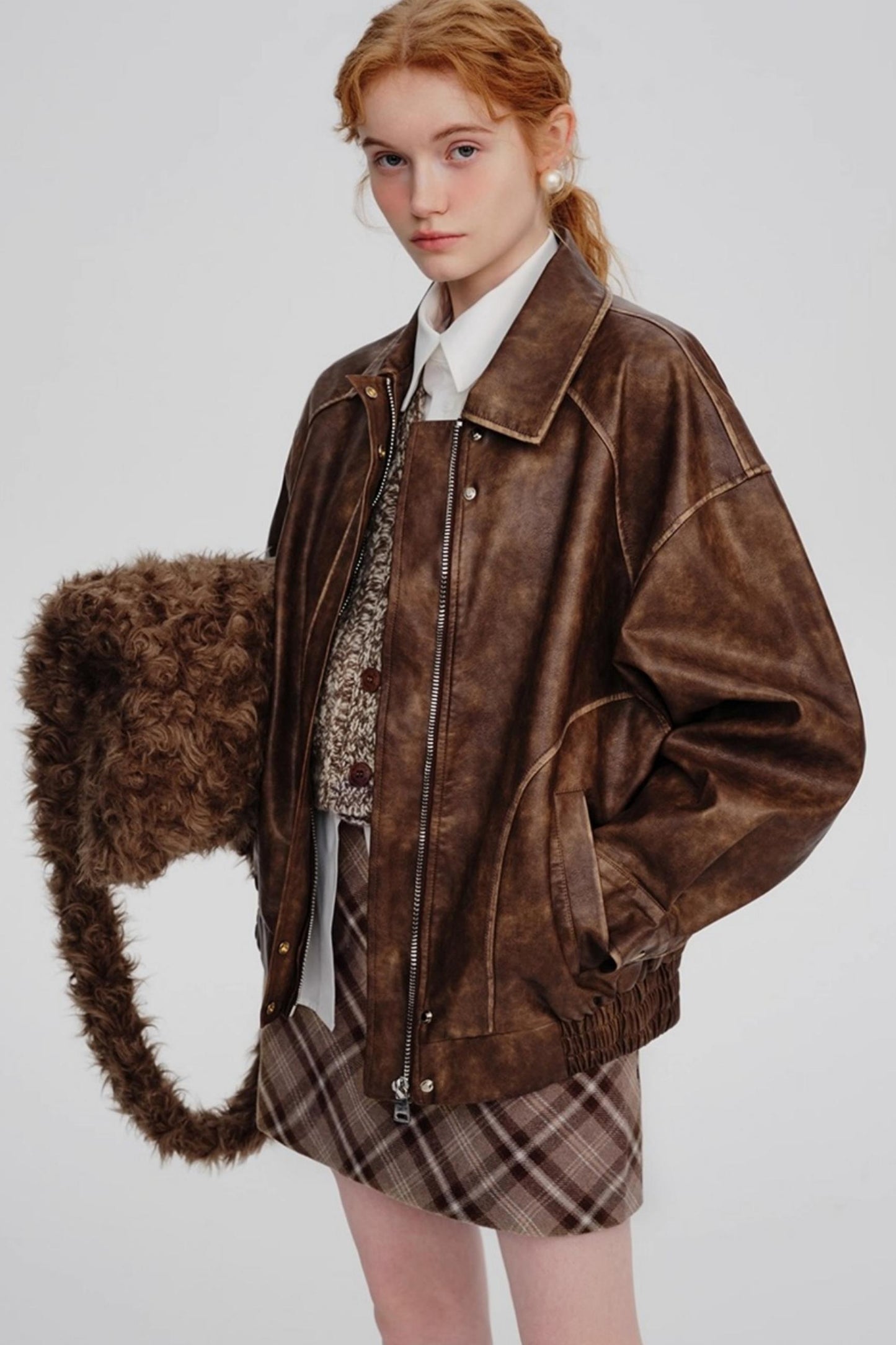 Lapel Leather Jacket