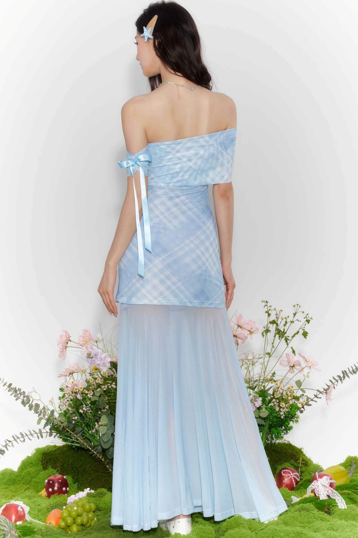 Sheer One-Shoulder Tulle Dress