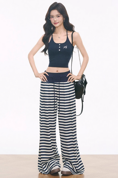 Knitted Camisole and Striped Pants