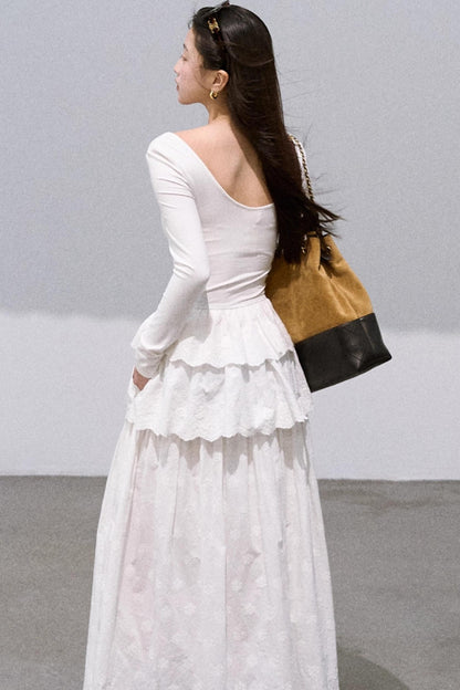 Panelled U-Neck Knitted Dress