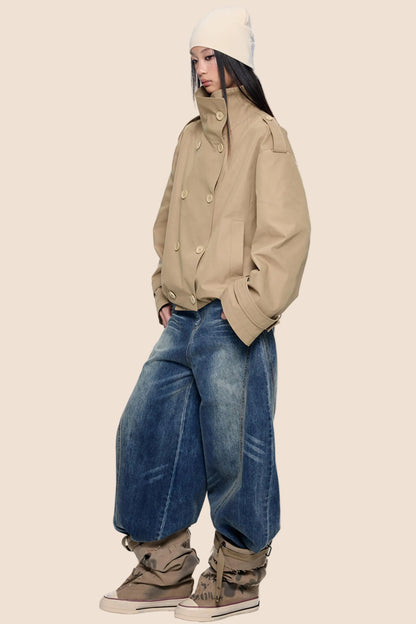 Double-Breasted Retro Trench Coat