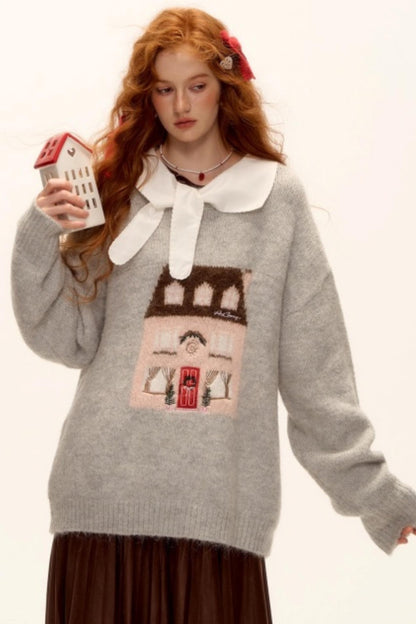 Jacquard Embroidered Wool Sweater