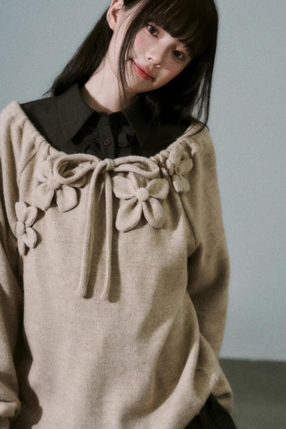 Handmade Floral Knit Sweatshirt