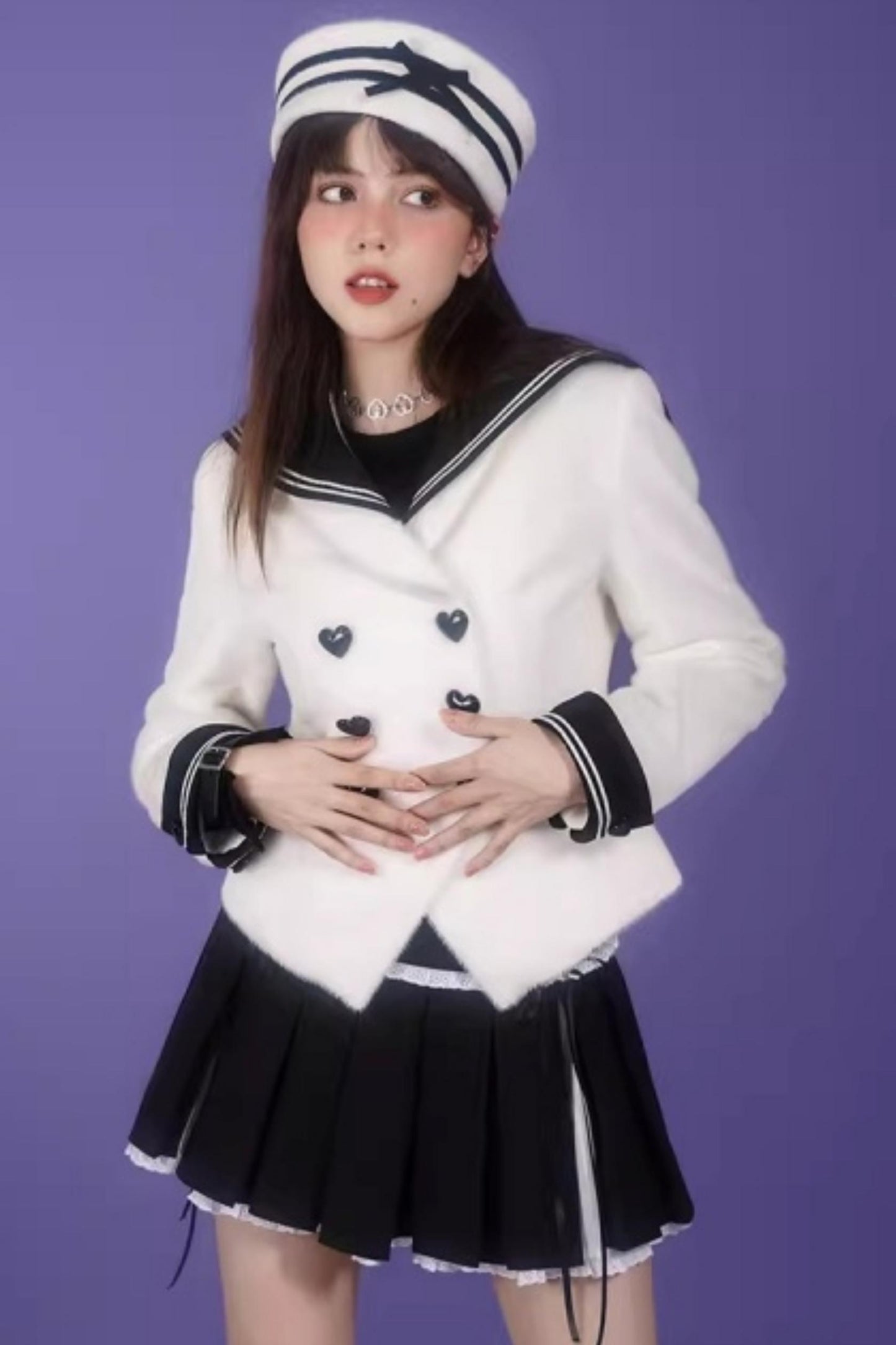 Golden Mink Sailor Collar Jacket