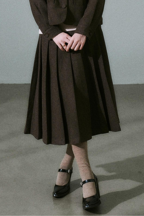 Wool Bow Tie Blazer Suit & Skirt Set-Up