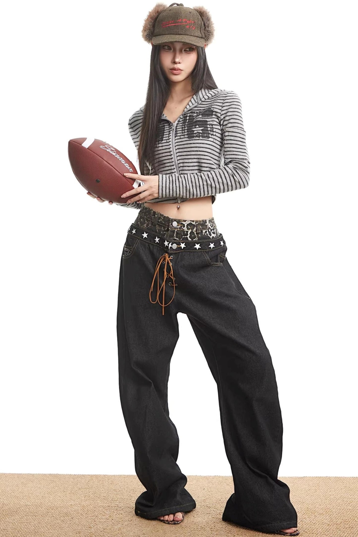 Retro Striped Hooded Sweatshirt