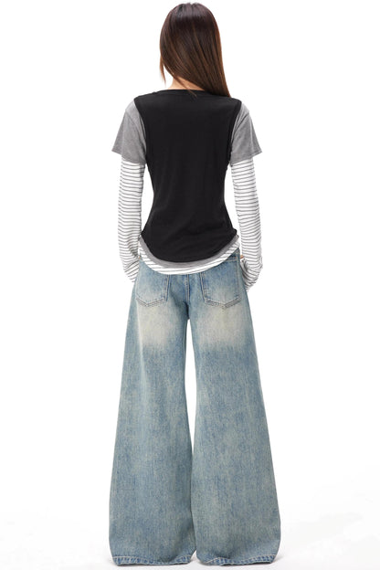 Striped Patchwork Color-Block Sweater