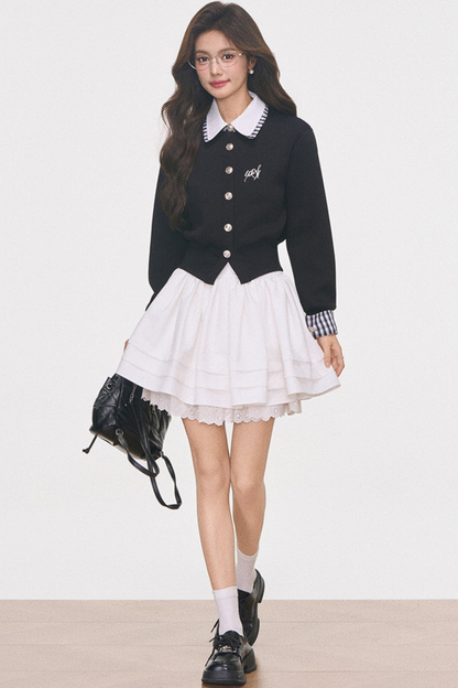 Knitted Cardigan Jacket and Skirt Set-Up