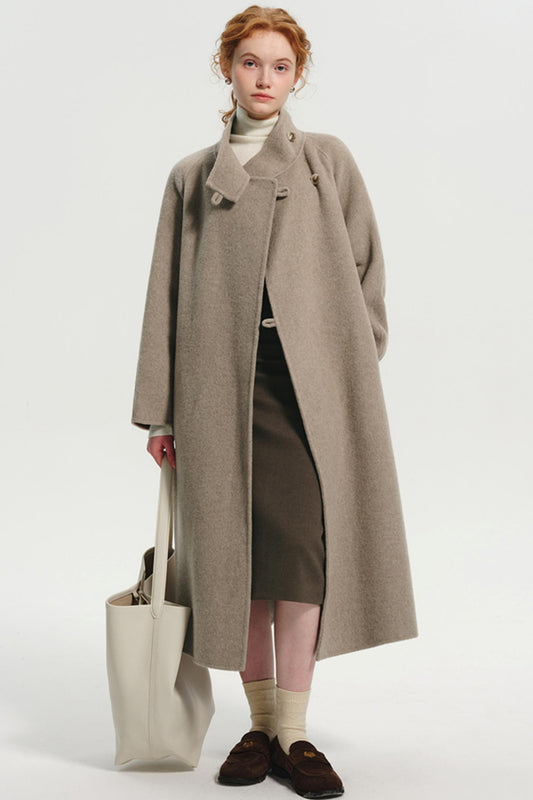 Premium Wool Tweed Stand-Collar Coat