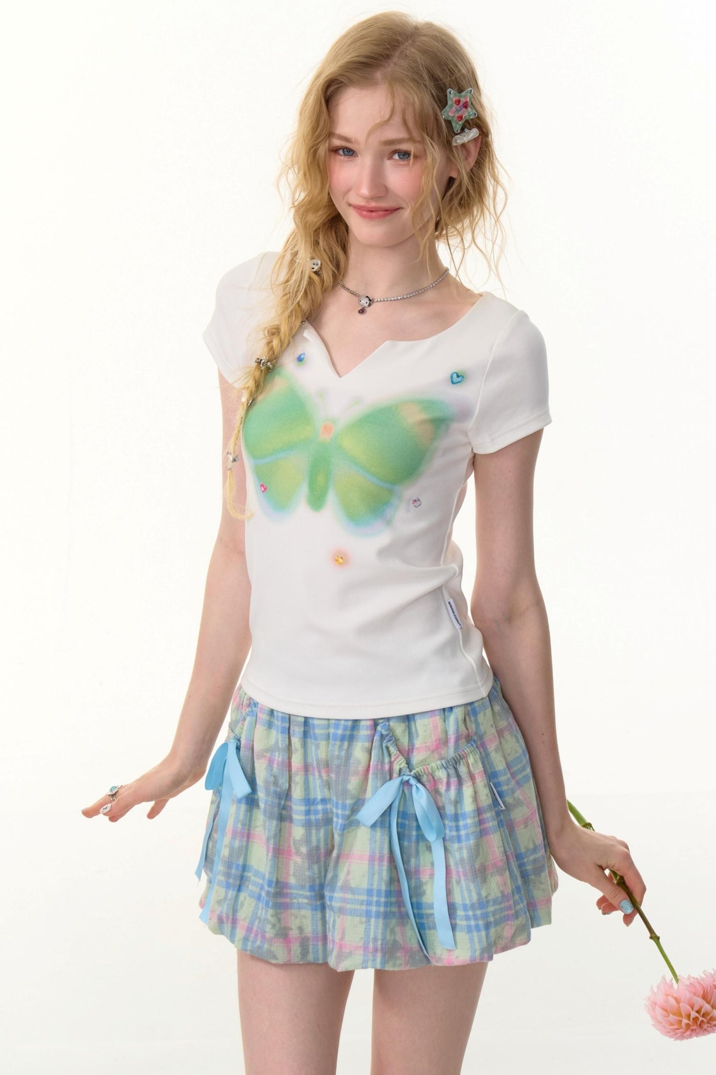 American Butterfly V-Neck T-Shirt