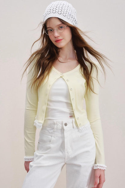 Flower Lace Cardigan Set-Up