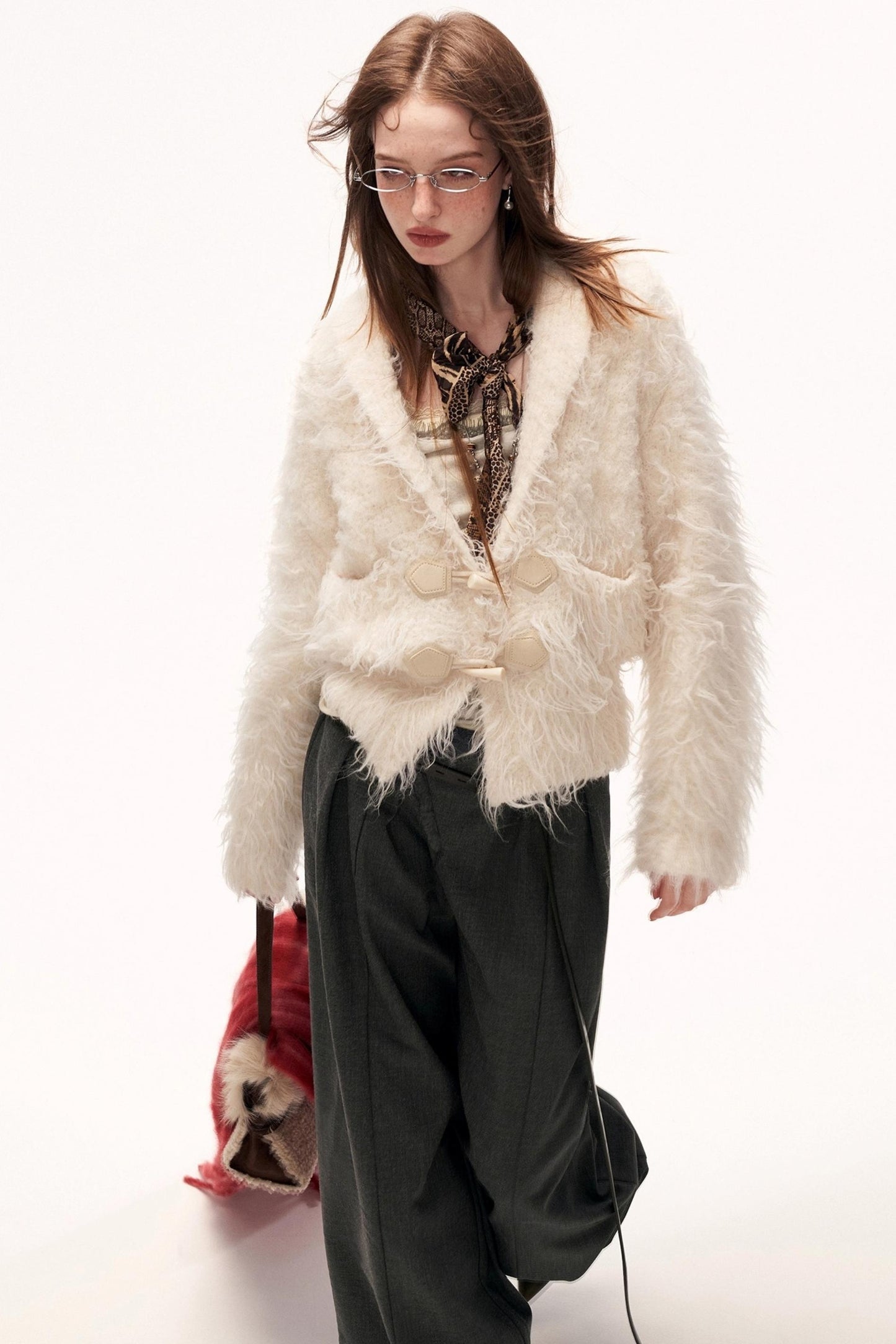 Lapel Yarn Fleece Cardigan