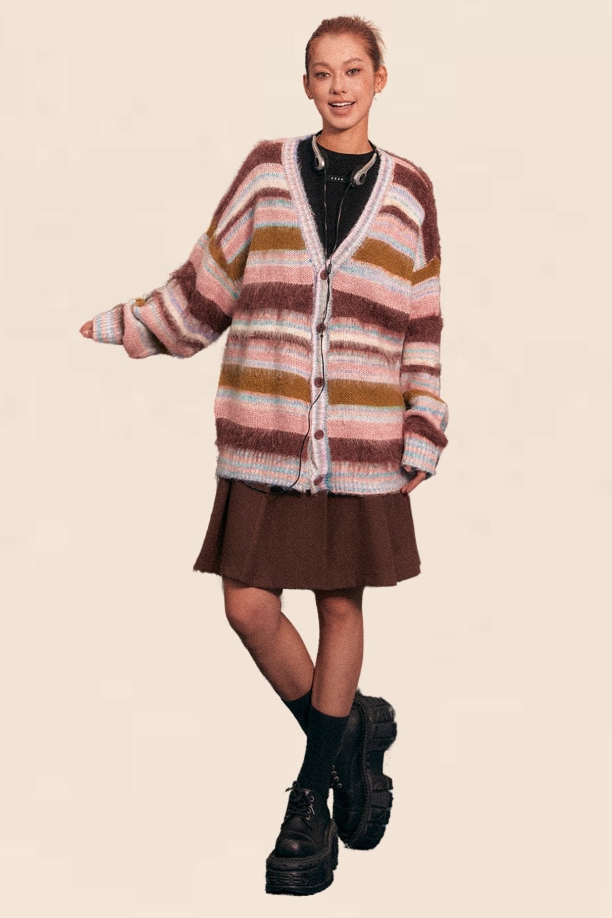 Gradient Stripe Sweater Cardigan