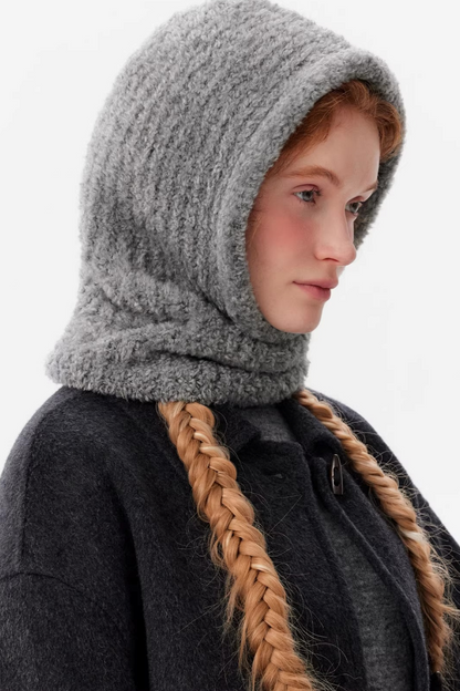 Curly Knit Wool Balaclava
