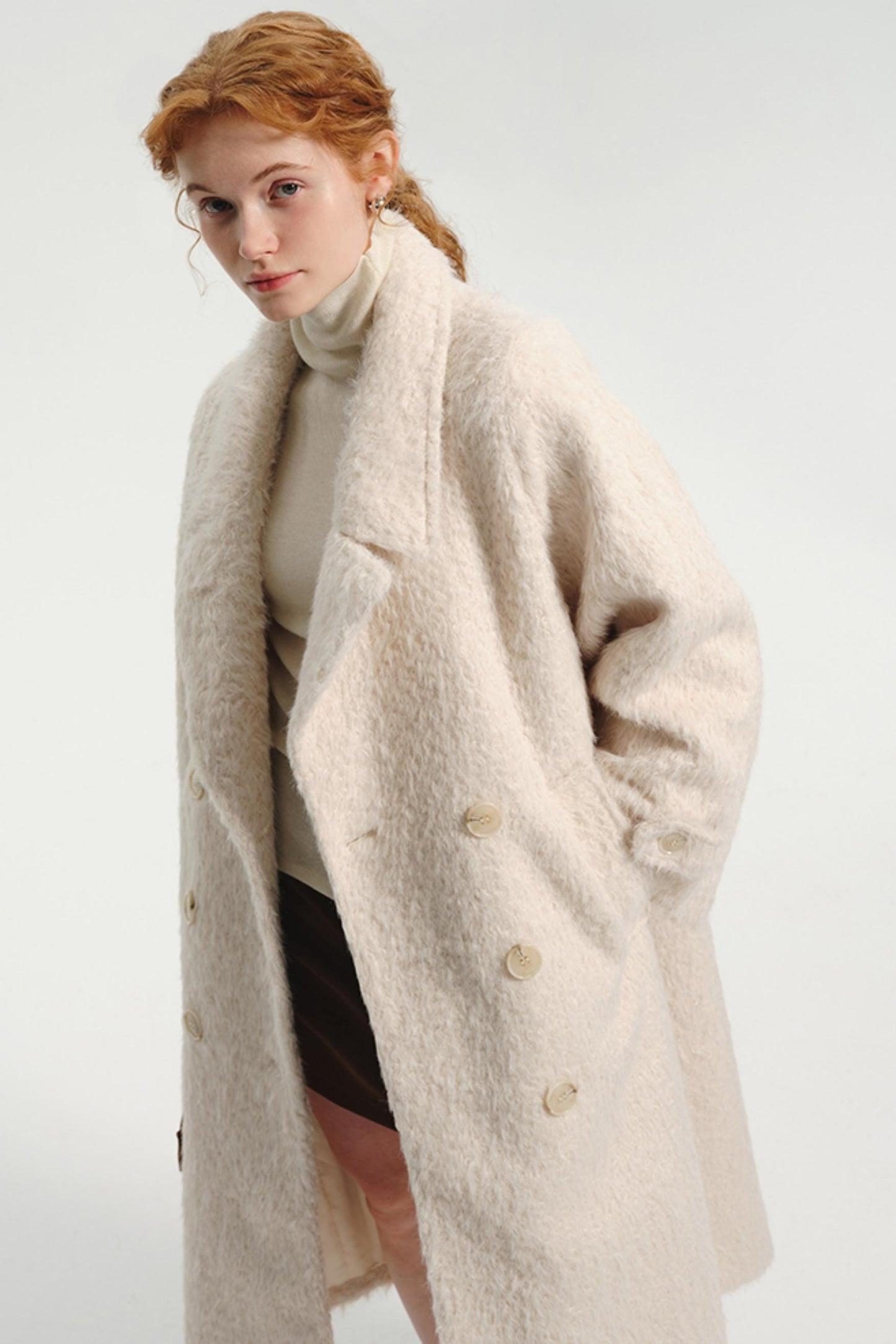 Korean Lamb Wool Thickened Tweed Coat