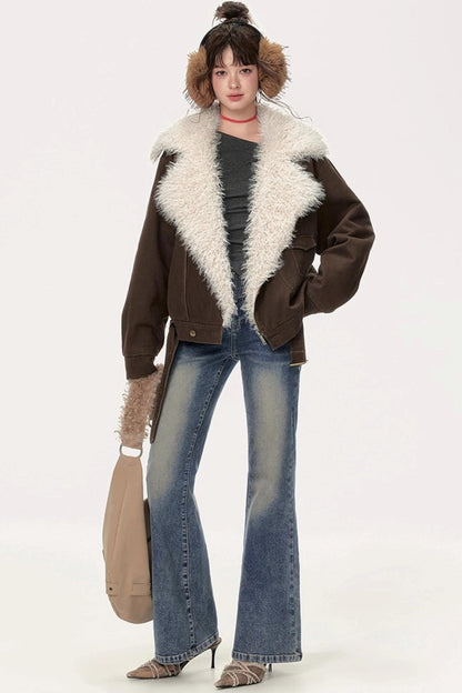 Retro Motorcycle Wind Fur Collar Jacket