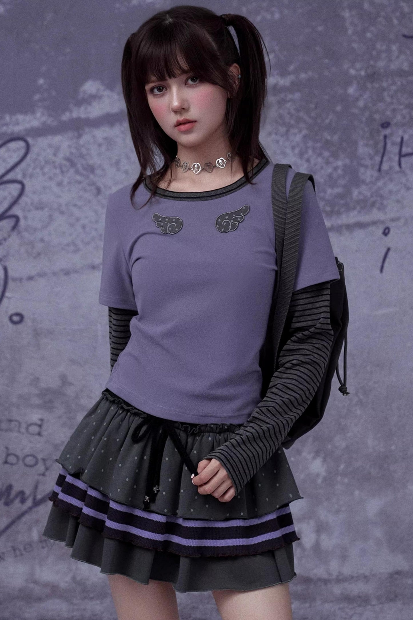 Black and Purple Two-Piece Top