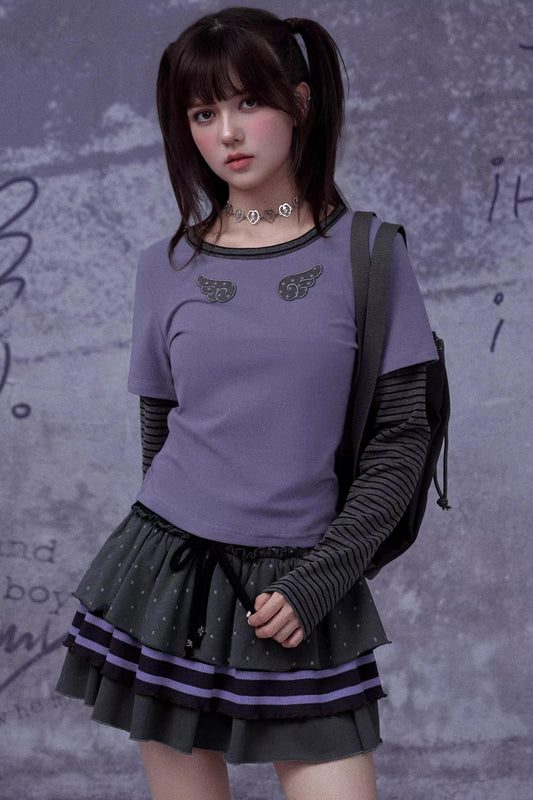 Black and Purple Two-Piece Top