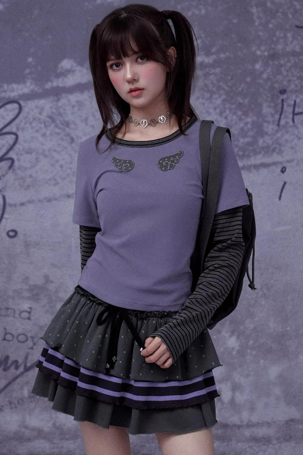 Black and Purple Two-Piece Top