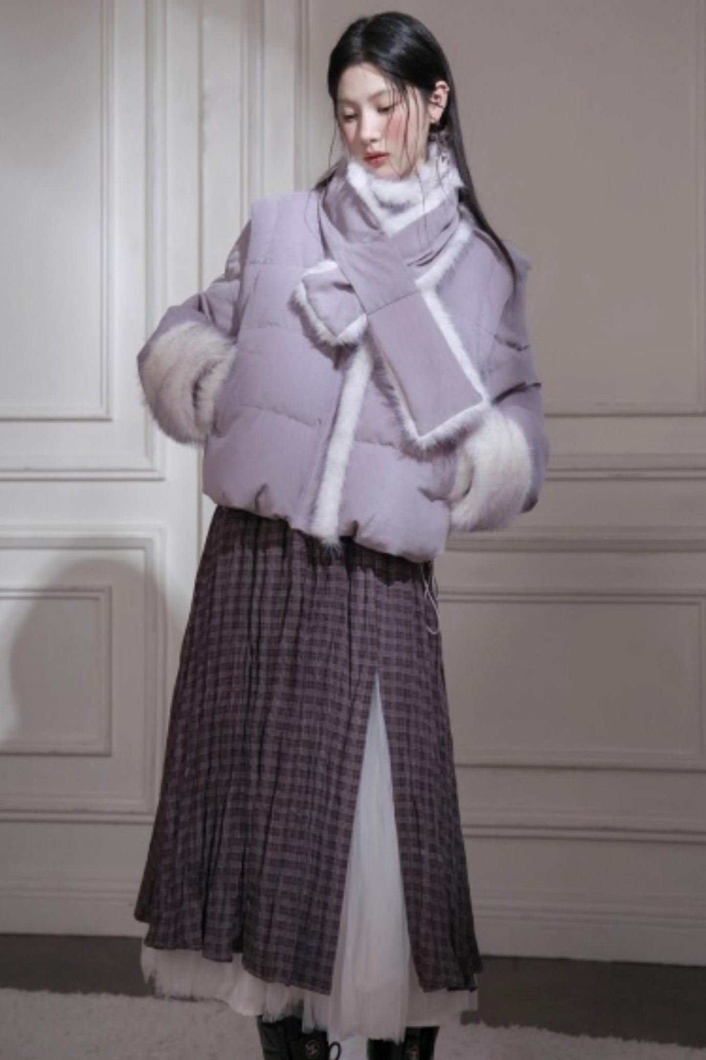 Romantic Plaid Umbrella Skirt