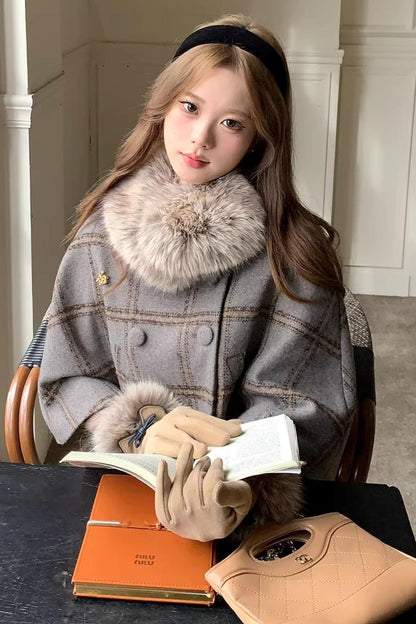 Vintage Plaid Wool Cape Set-Up