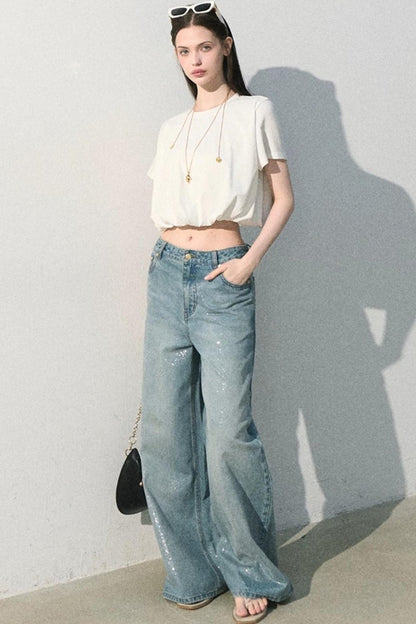 Blusa in lino plissettata a bocciolo
