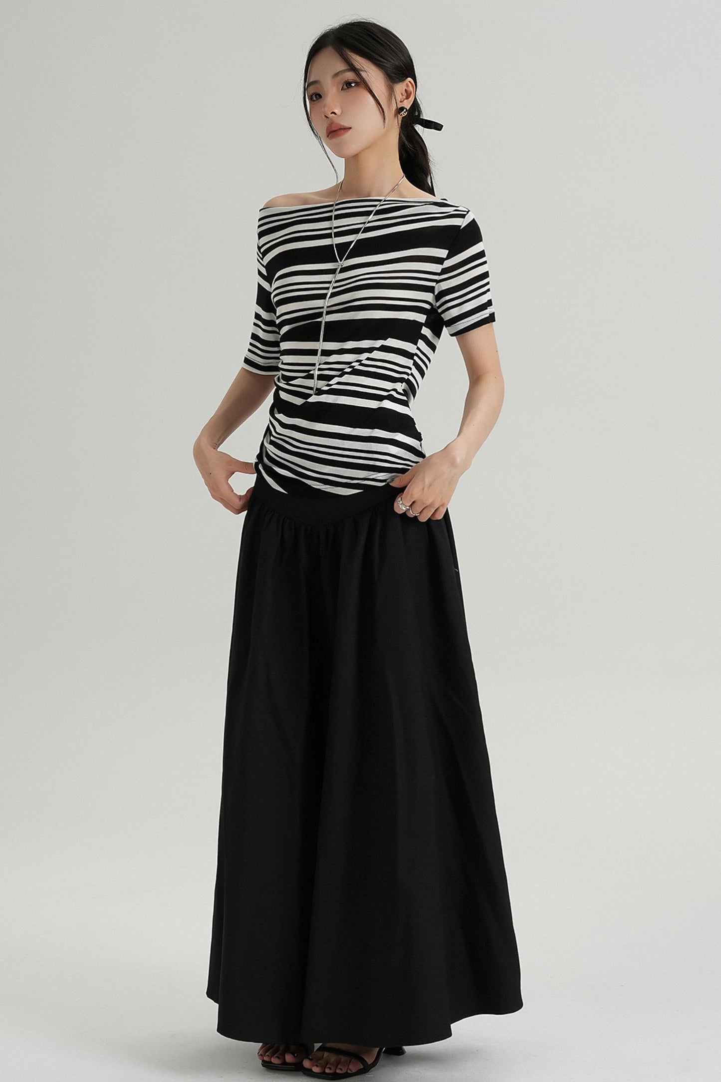 Stripe One-Shoulder Top