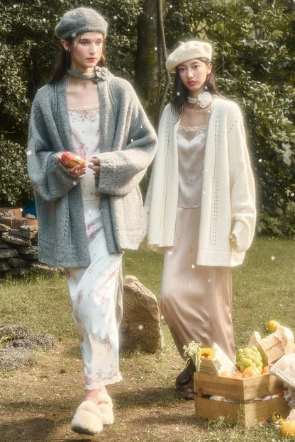 Fluffy Wool Long Cardigan