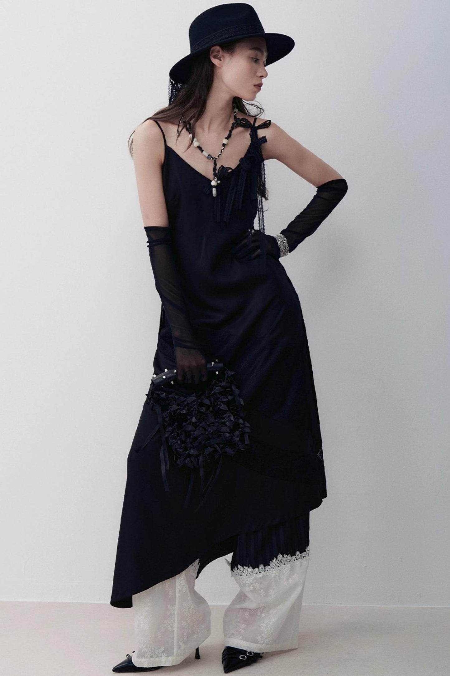 Flowing Tencel Embroidered Striped Straight-leg Pants