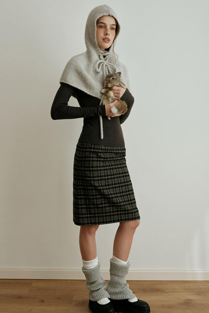 Pearl Gray Knit Cape Hat