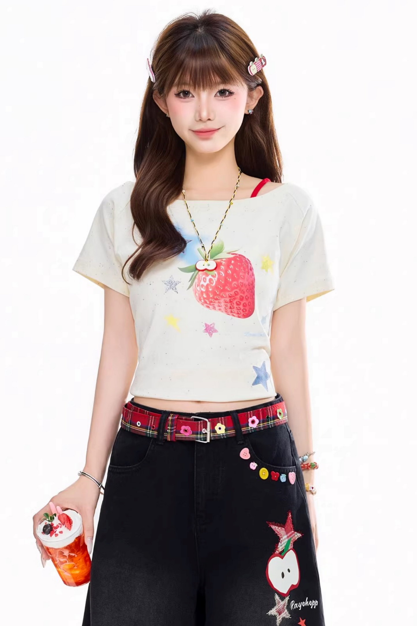 Dopamine Strawberry Off-Shoulder Top