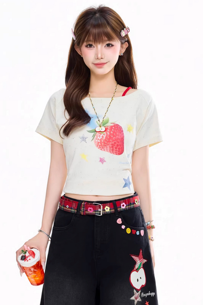 Dopamine Strawberry Off-Shoulder Top