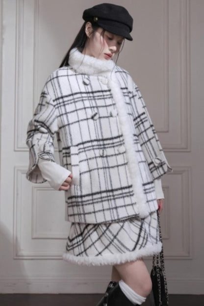 Checkered Wool Plaid Dress Set-Up