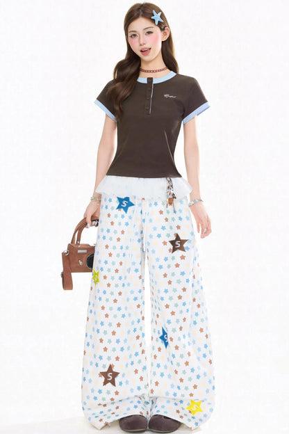 Retro Star Wide-Leg Pants
